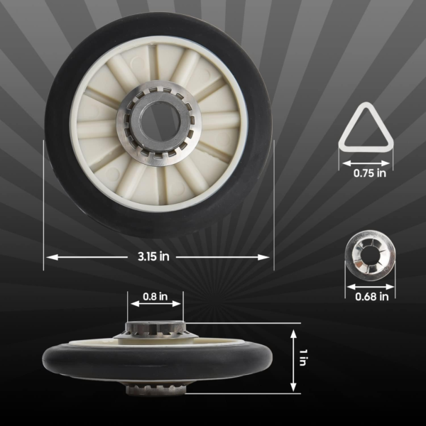 Rodillo para secadora Whirlpool 349241T/W10314171 - Imagen 2